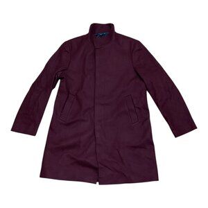 Club Monaco Funnel Neck Wool Coat Wine Red Manteaux Tailored Jacket Men's 44 NWT